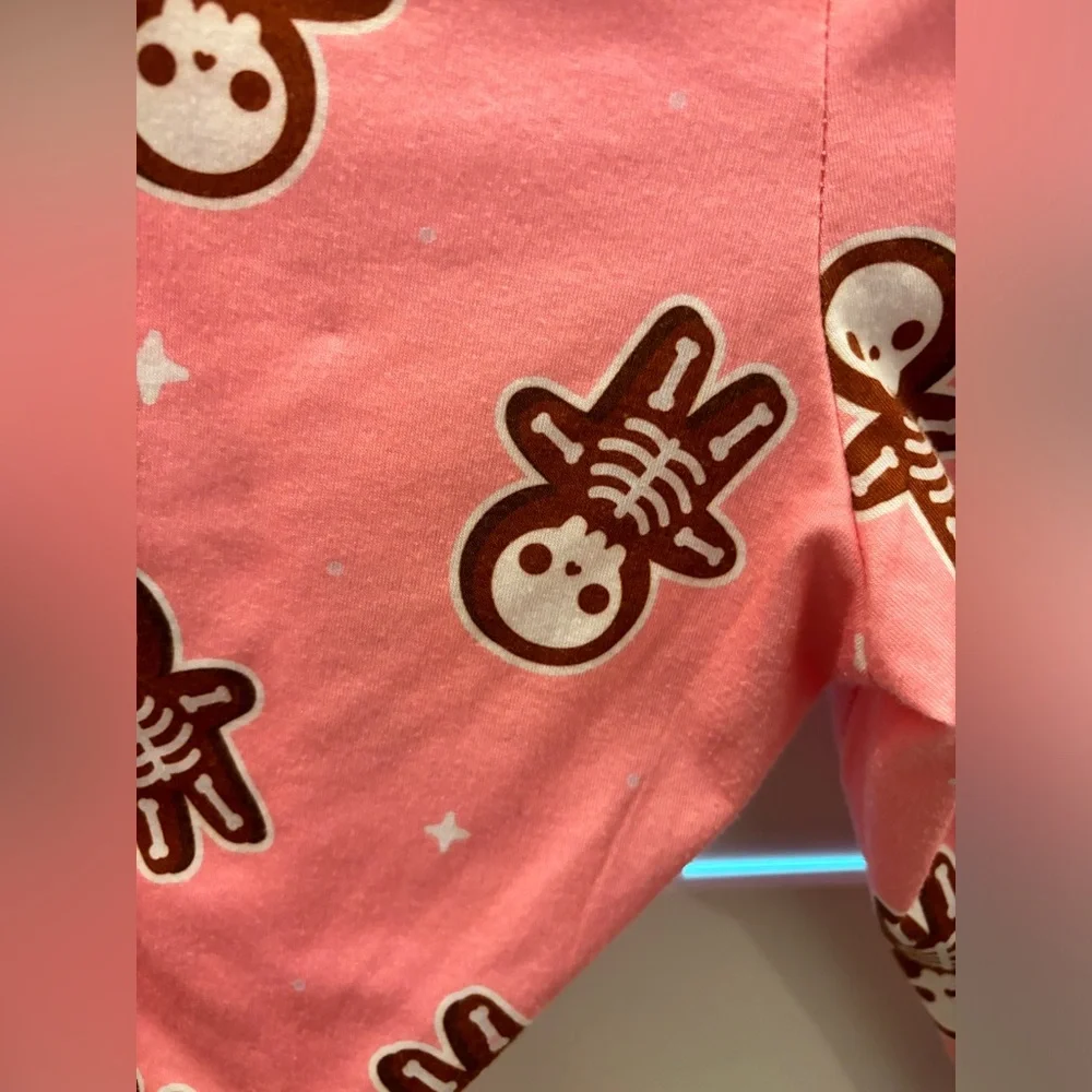 Em & Sprout Skeleton Gingerbread Pink Pajama Set Size Large